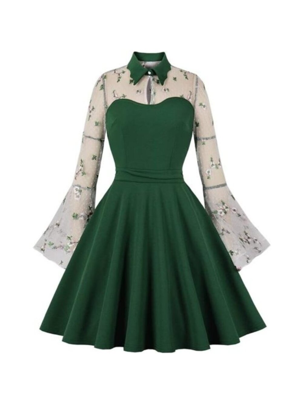 Women's Vintage Polka Dot 1950s Audrey Retro Rockabilly Dress Swing Dress
